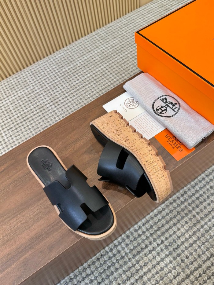 HERMES Eze Slide Slippers 7cm Women's Black