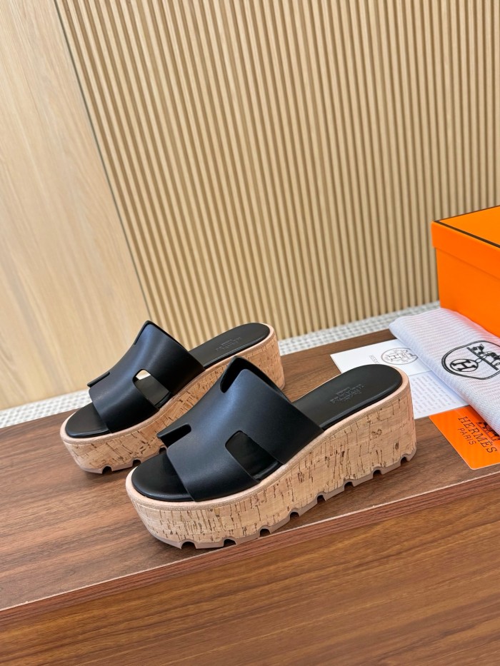 HERMES Eze Slide Slippers 7cm Women's Black