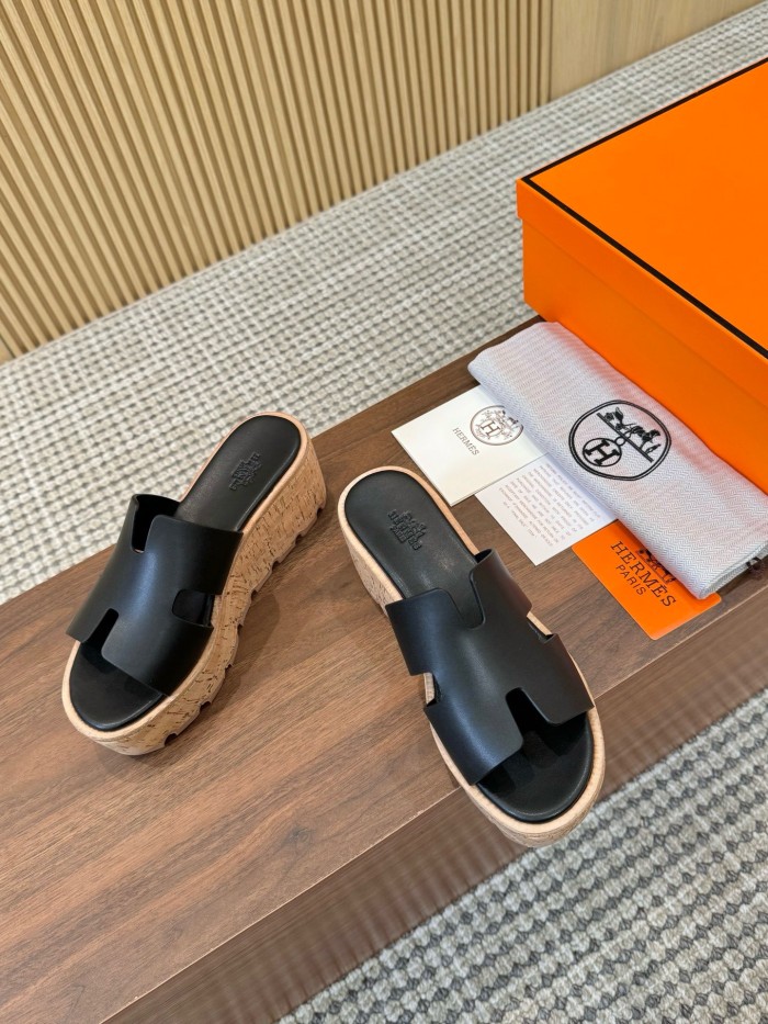 HERMES Eze Slide Slippers 7cm Women's Black
