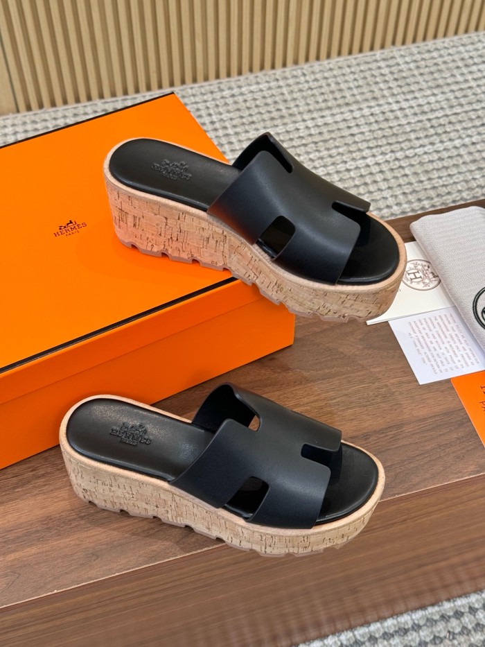 HERMES Eze Slide Slippers 7cm Women's Black