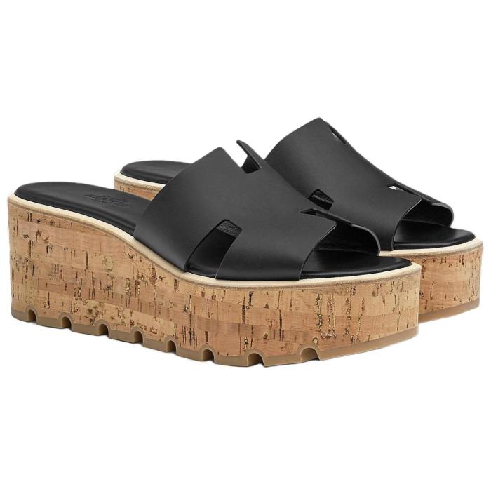 HERMES Eze Slide Slippers 7cm Women's Black