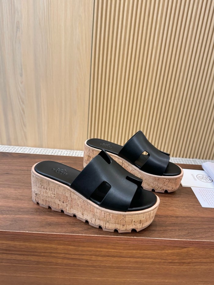 HERMES Eze Slide Slippers 7cm Women's Black