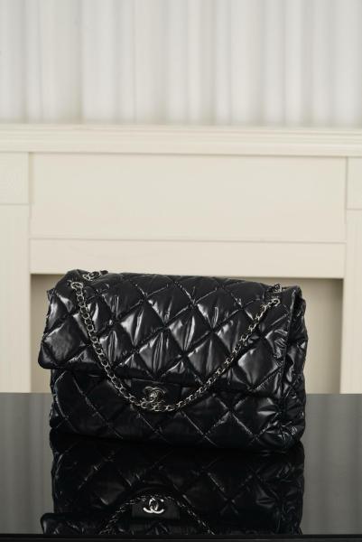 CHANEL Maxi Flap Nylon & Silver Metal Flap Bag Crossbody Bags Extra Large Women's Black AS6324-B26241-94305 L38*W11*H28 cm