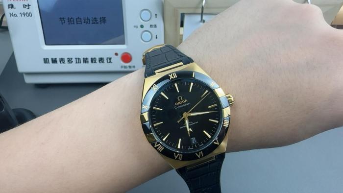 Omega Constellation  41 mm, steel ‑ yellow gold on leather strap