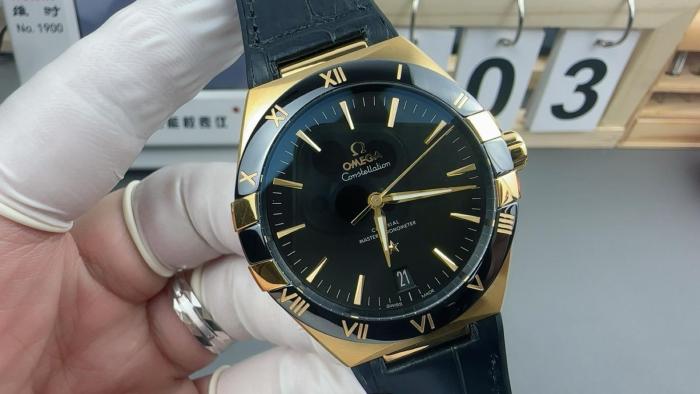 Omega Constellation  41 mm, steel ‑ yellow gold on leather strap
