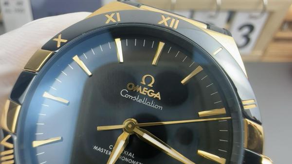 Omega Constellation  41 mm, steel ‑ yellow gold on leather strap
