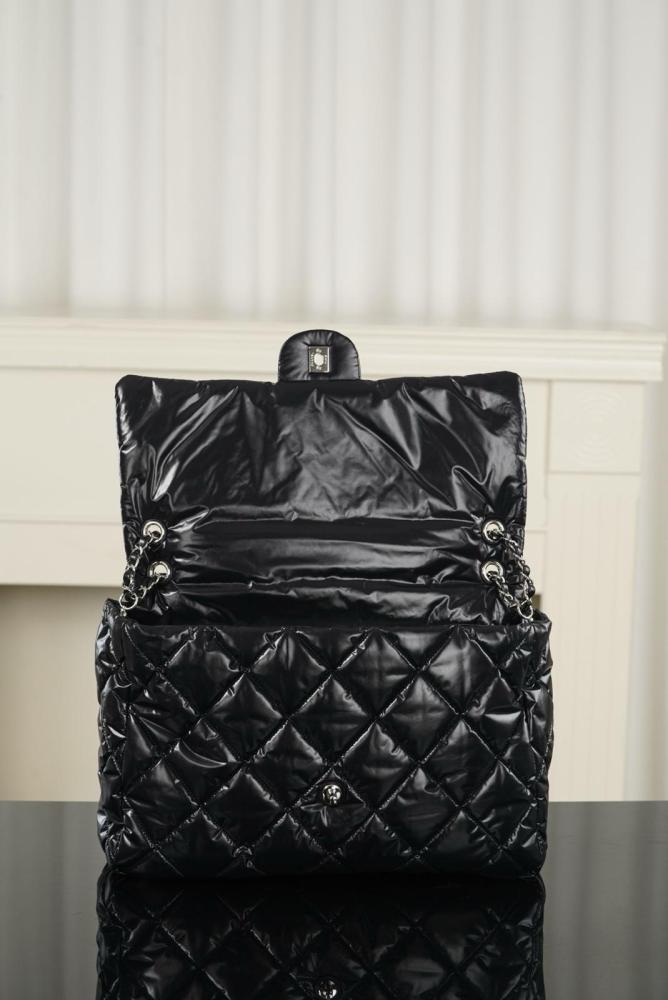 CHANEL Maxi Flap Nylon & Silver Metal Flap Bag Crossbody Bags Extra Large Women's Black AS6324-B26241-94305 L38*W11*H28 cm