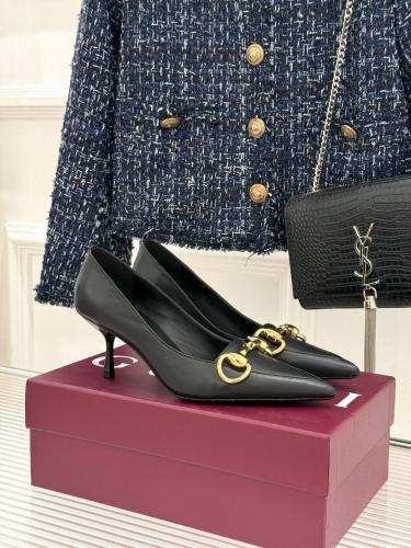 GUCCI Boulevard Leather Slim Heel High Heels 7.5cm Women's Black
