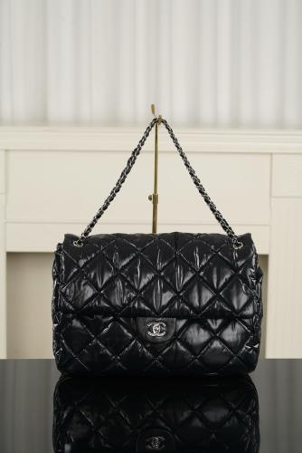 CHANEL Maxi Flap Nylon & Silver Metal Flap Bag Crossbody Bags Extra Large Women's Black AS6324-B26241-94305 L38*W11*H28 cm