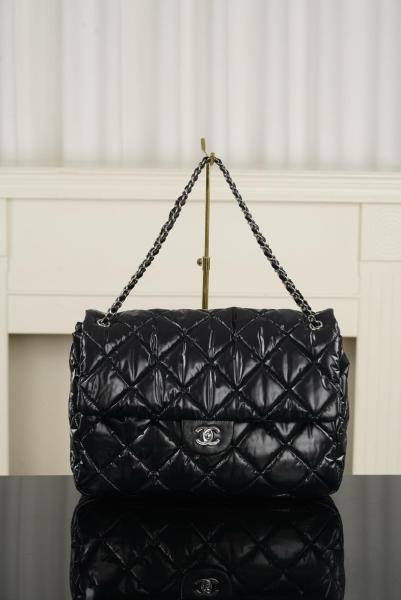 CHANEL Maxi Flap Nylon & Silver Metal Flap Bag Crossbody Bags Extra Large Women's Black AS6324-B26241-94305 L38*W11*H28 cm
