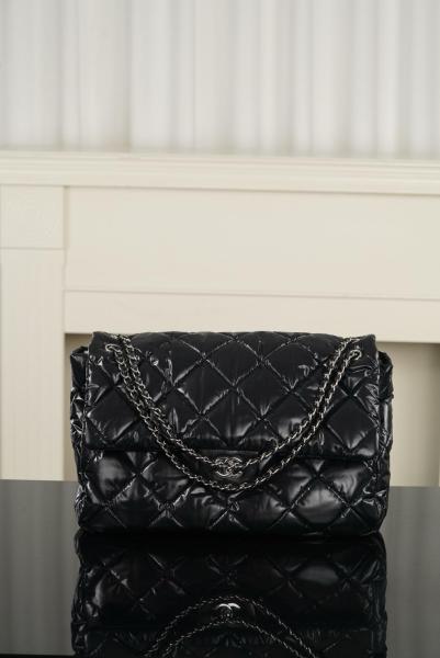 CHANEL Maxi Flap Nylon & Silver Metal Flap Bag Crossbody Bags Extra Large Women's Black AS6324-B26241-94305 L38*W11*H28 cm