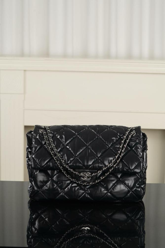 CHANEL Maxi Flap Nylon & Silver Metal Flap Bag Crossbody Bags Extra Large Women's Black AS6324-B26241-94305 L38*W11*H28 cm