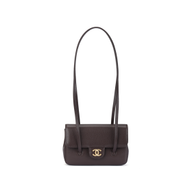 CHANEL Calfskin Shoulder Bags Women's Dark Brown AP5068-B23483-U8383 L17*W5.1*H11.4 cm