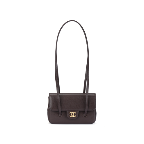 CHANEL Calfskin Shoulder Bags Women's Dark Brown AP5068-B23483-U8383 L17*W5.1*H11.4 cm