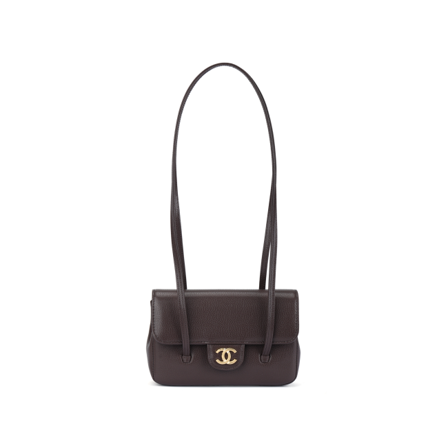 CHANEL Calfskin Shoulder Bags Women's Dark Brown AP5068-B23483-U8383 L17*W5.1*H11.4 cm