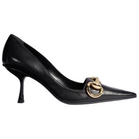 GUCCI Boulevard Leather Slim Heel High Heels 7.5cm Women's Black