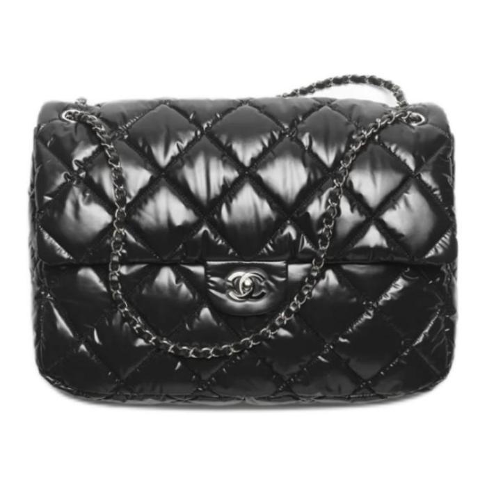 CHANEL Maxi Flap Nylon & Silver Metal Flap Bag Crossbody Bags Extra Large Women's Black AS6324-B26241-94305 L38*W11*H28 cm