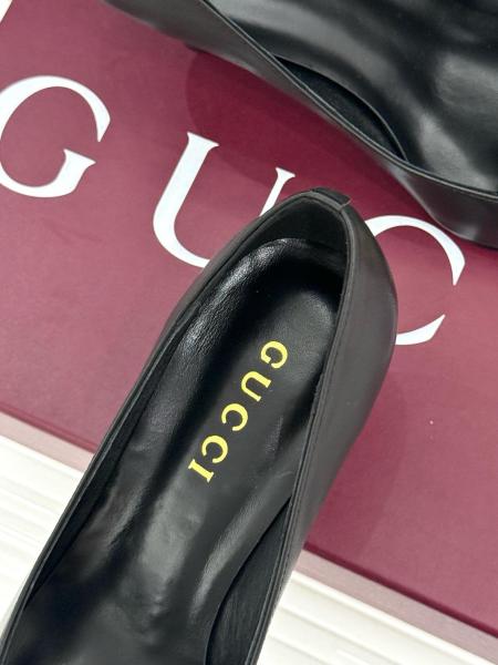 GUCCI Boulevard Leather Slim Heel High Heels 7.5cm Women's Black