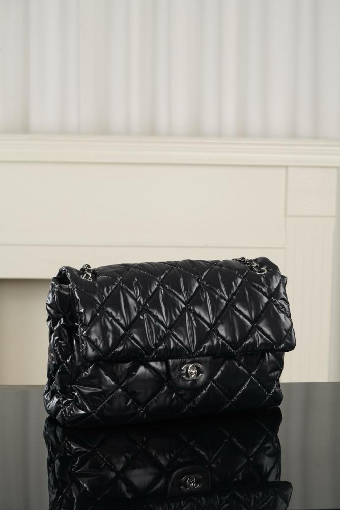 CHANEL Maxi Flap Nylon & Silver Metal Flap Bag Crossbody Bags Extra Large Women's Black AS6324-B26241-94305 L38*W11*H28 cm