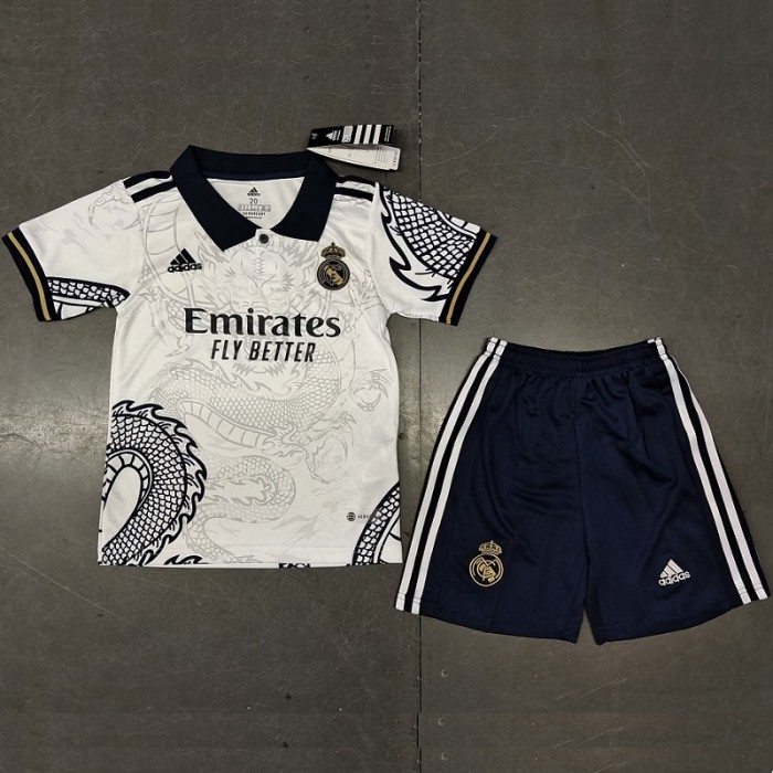 23/24 Real Madrid kids kit with socks Dragon pattern white