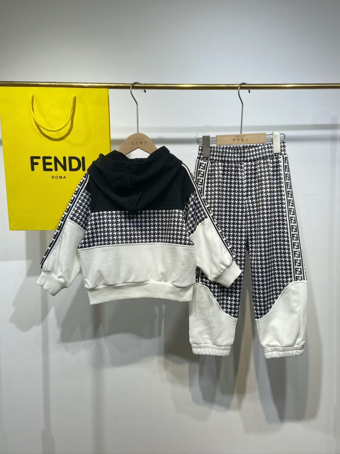 FENDI Kids black white hoodie with pants