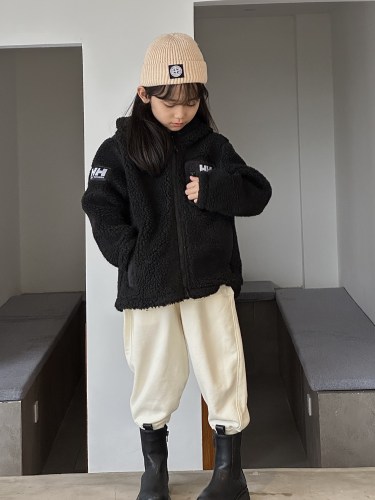 HH kids black lamb wool coat