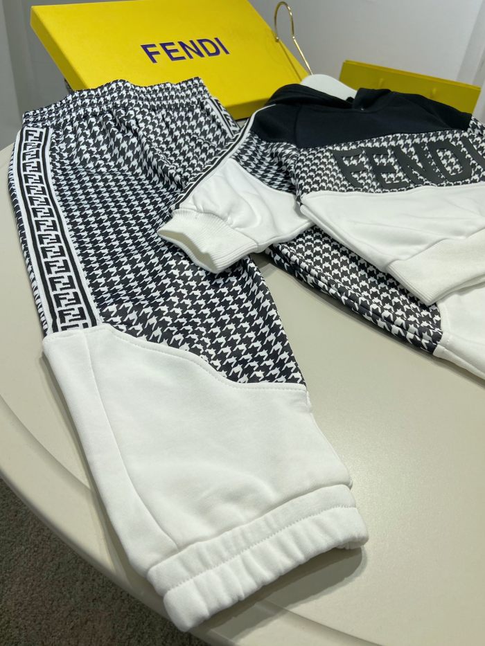 FENDI Kids black white hoodie with pants