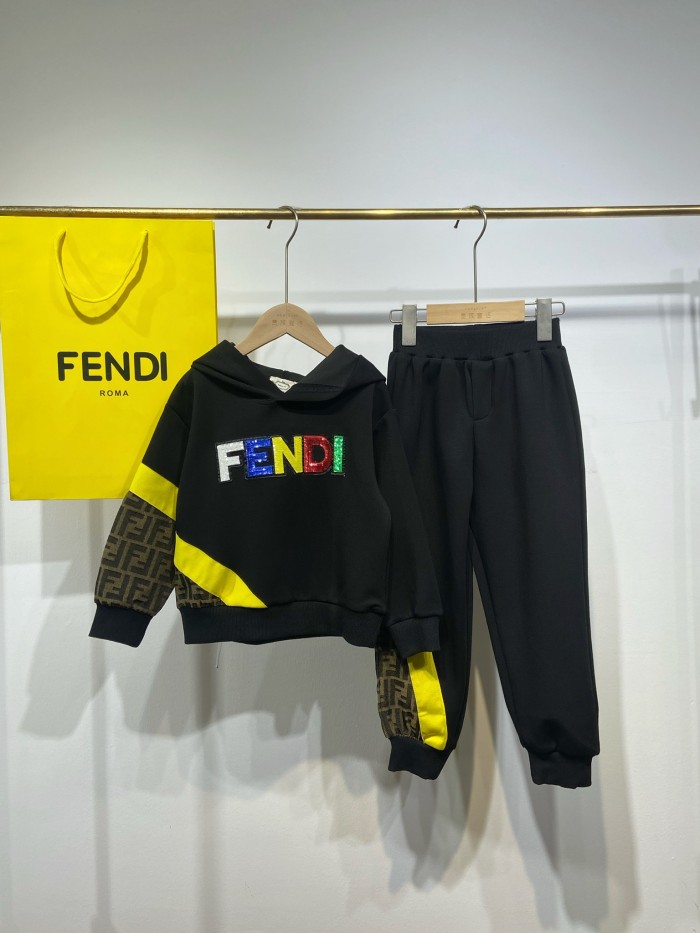 FENDI Kids black hoodie with pants