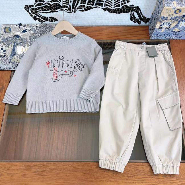 DIOR crew-neck kids suit with pants