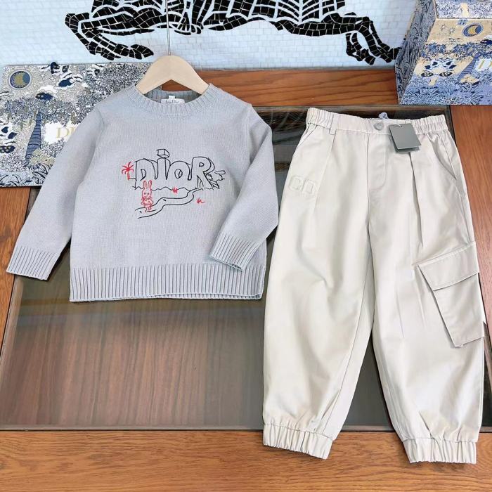 DIOR crew-neck kids suit with pants