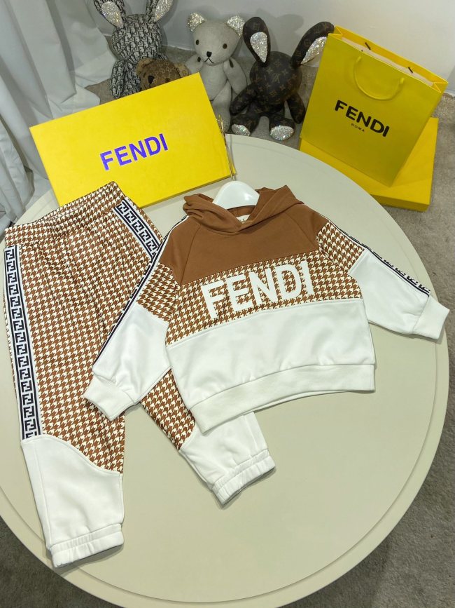 FENDI Kids brown hoodie with pants