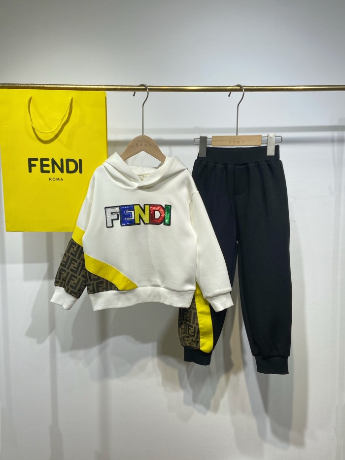 FENDI Kids white hoodie with pants