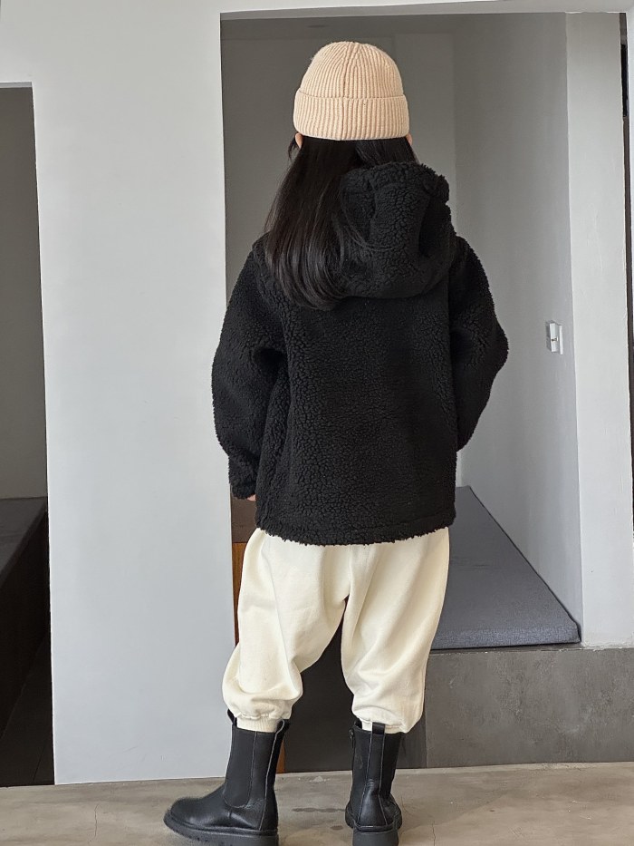 HH kids black lamb wool coat