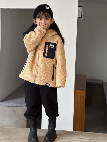 HH kids yellow lamb wool coat