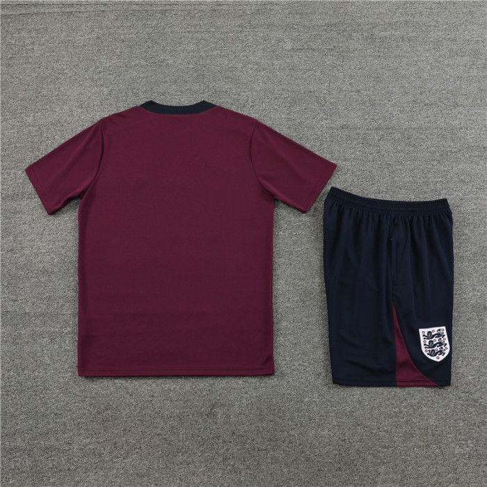 24/25 England short -sleeved bordeaux training suit