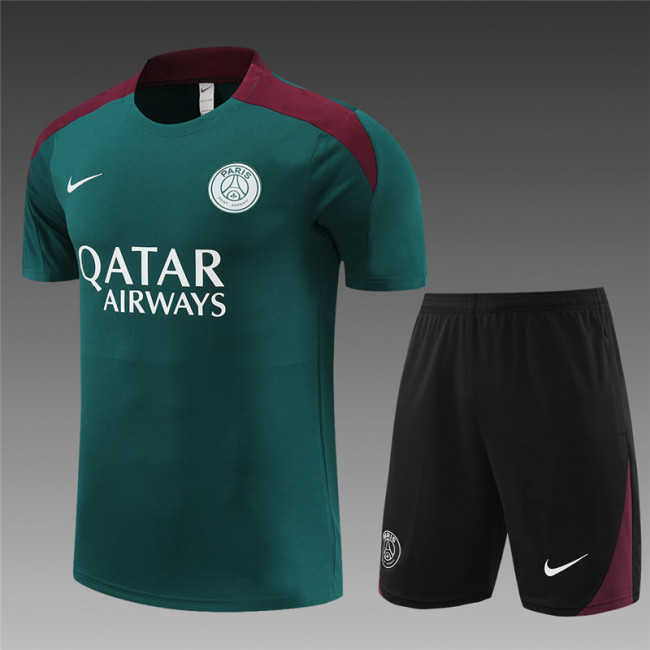24/25 PSG short -sleeved green training suit
