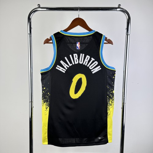 24 NBA Pacers City Edition #0 Halliburton Basketball Jersey