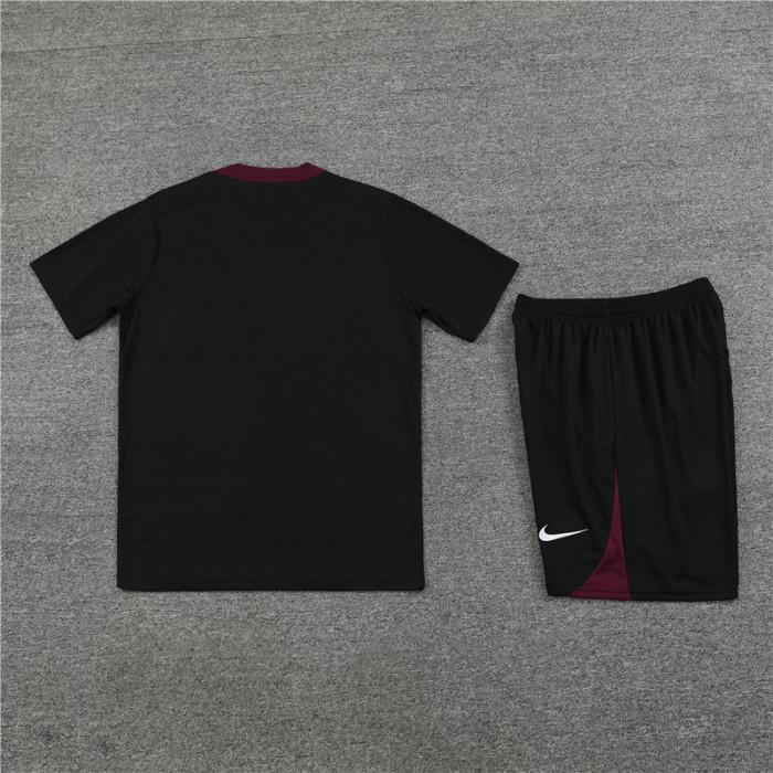 24/25 PSG kids short -sleeved black training suit