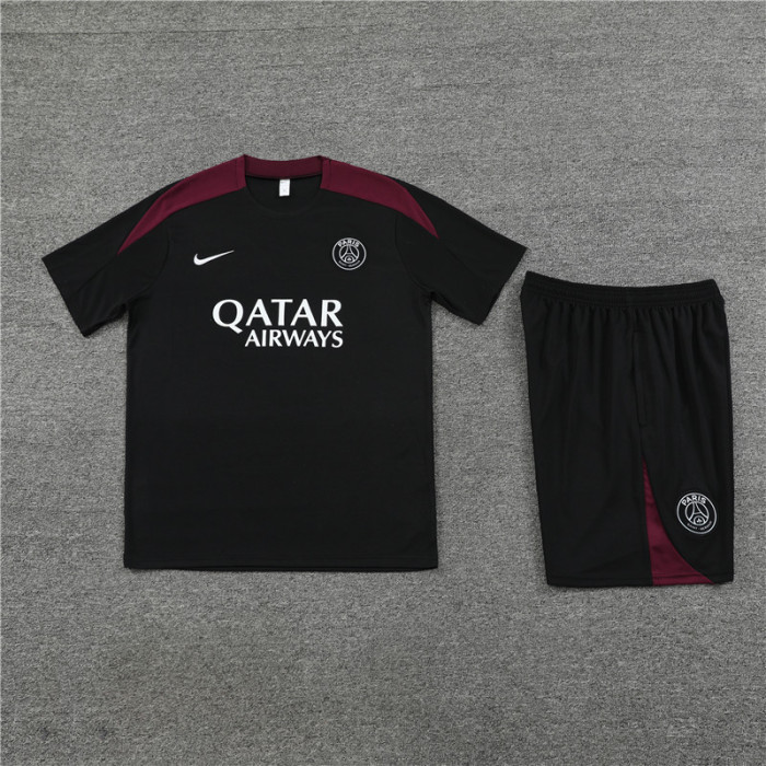 24/25 PSG kids short -sleeved black training suit