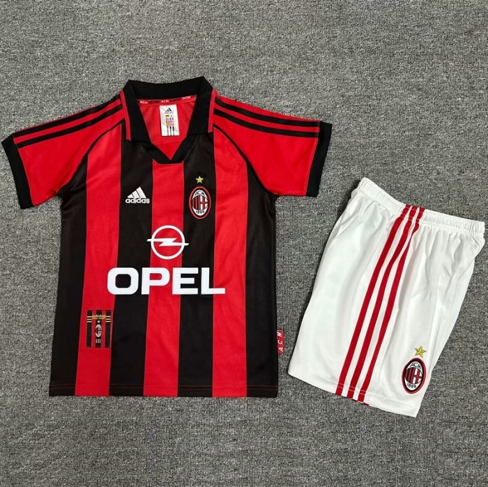 Retro 98/99 AC Milan home kids kit