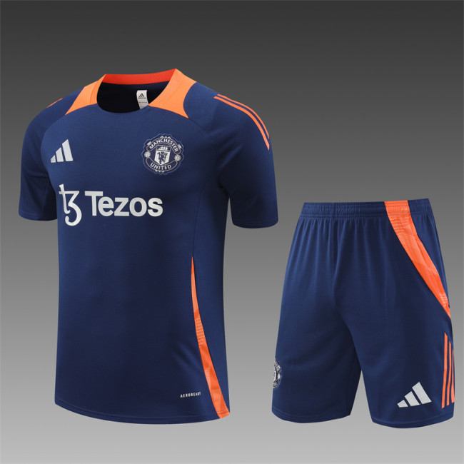 24/25 Manchester United kids Short sleeve royal blue training suit