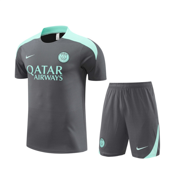 24/25 PSG kids short -sleeved training suit dark grey
