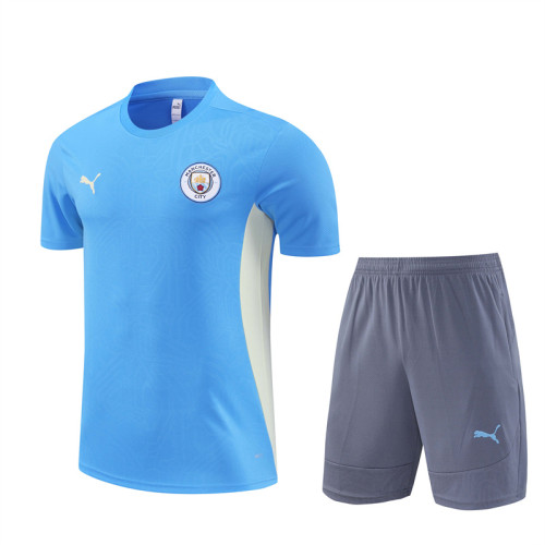 24/25 Manchester City kids Short sleeve training suit Light Blue