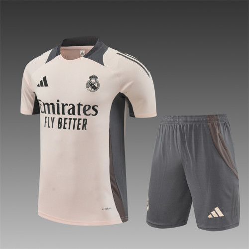24/25 Real Madrid Short sleeve training suit light yellow