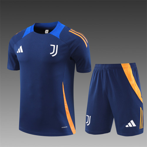 24/25 Juventus Short sleeve Royal Blue training Adult suit