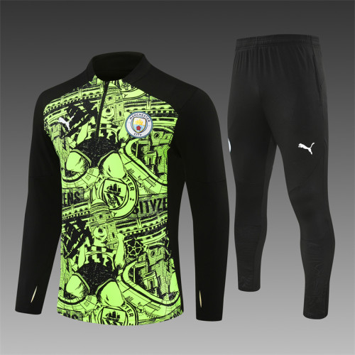 24/25 Manchester city training Adult suit lFluorescent green