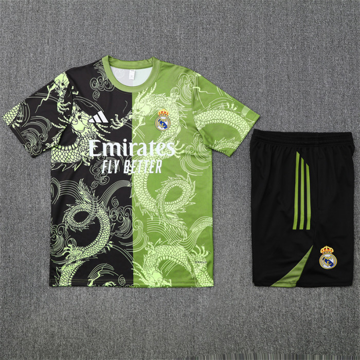 25/26 Real Madrid kids Short sleeve training suit green black