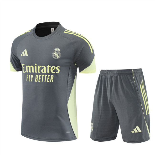 25/26 Real Madrid Short sleeve Adult training suit dark grey