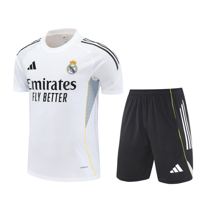25/26 Real Madrid Short sleeve Adult training suit white