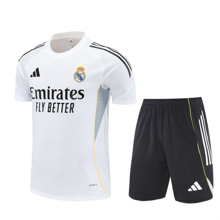 25/26 Real Madrid Short sleeve Adult training suit white